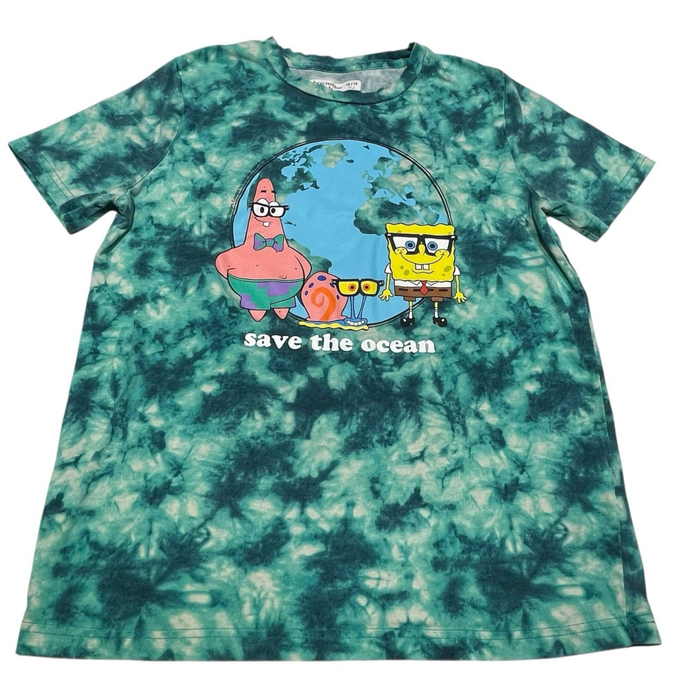 Abercrombie Fitch Kids SpongeBob Collab Save the Ocean Graphic Print Tee L 13/14